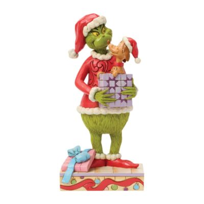 Disney Traditions The Grinch Holding Gift with Max Popping Out 24cm Figurine