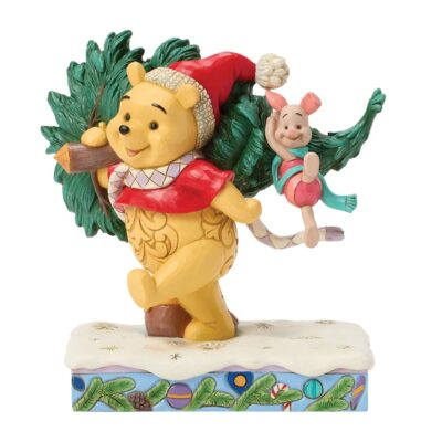 Disney Traditions Winnie The Pooh and Piglet With Tree Christmas Anniversary 16cm Figurine