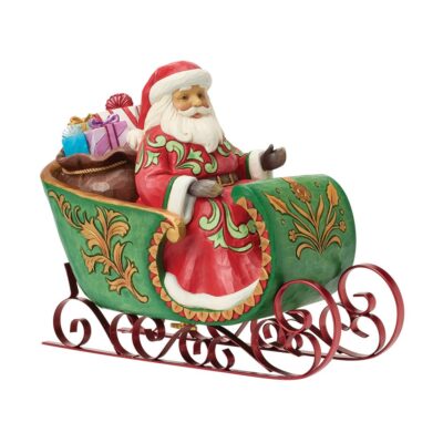Christmas Special Edition Santa in Musical Sleigh by Heartwood Creek 22cm Figurine