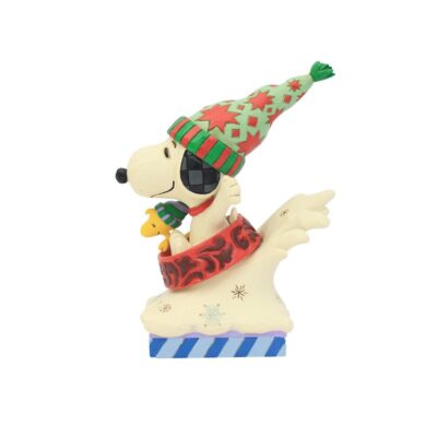 Disney Traditions Snoopy Woodstock Dog Bowl Sled Christmas Peanuts 11.5cm Figurine