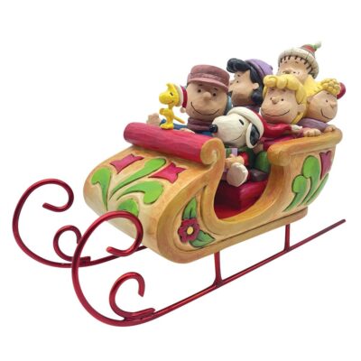 Disney Traditions Charlie Brown, Snoopy and Friends in Sleigh Peanuts 18.5cm Christmas Figurine