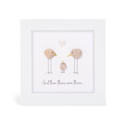 White Pebble Art Frame 12.5cm x 12.5cm Mini New Baby - And then there were three