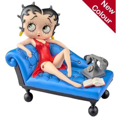Betty Boop On Cream Chaise Lounge Blue Glitter Dress19cm