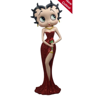 Betty Boop Holding Flowers Red Glitter 38cm Figurine